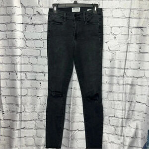 Frame Le High Black‎ Skinny Jeans Distressed Size 28